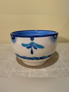 Vtg Gail Pittman Signed 2005 Blue Hand Painted Ceramic Bowl 5.75” USA Pottery
